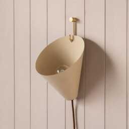 Handmade Brass Cone Wall Sconce - Adjustable Plug-In Light - thumbnail 2