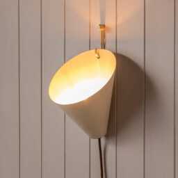 Handmade Brass Cone Wall Sconce - Adjustable Plug-In Light - thumbnail 1