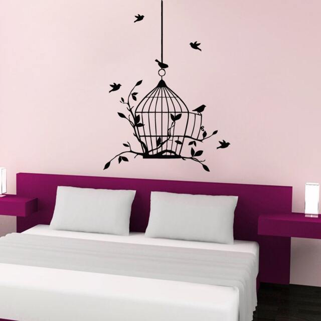 Wall Decals Birdcage Branch Nature Decal Vinyl Sticker Art Home Decor Mural Bedroom Ms389 - image 1