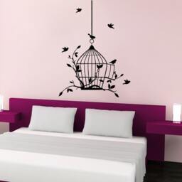 Wall Decals Birdcage Branch Nature Decal Vinyl Sticker Art Home Decor Mural Bedroom Ms389 - thumbnail 1