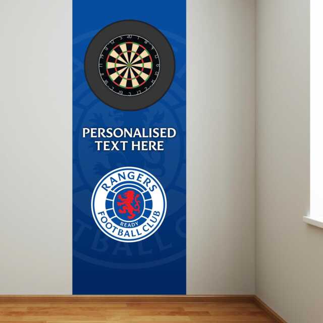 Rangers Fc Wall Sticker - Dart Board Backdrop With Personalised Text Art - image 1