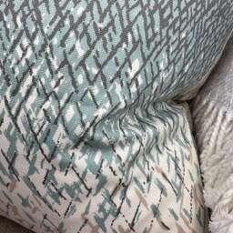 Decorative Cushion Cover, Pillow Throw - Double Sided /Duck Egg Parchment Scion Uzuri Fabric Wabi Sabi Abstract Geometric - thumbnail 3