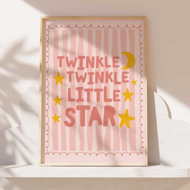 Twinkle Little Star Print, Girls Nursery Prints, Gifts For Kids, Wall Art, Toddler Bedroom Decor - image 1