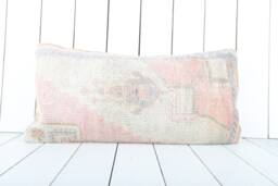 Vintage Turkish Kilim Lumbar Pillow Cover 12x24 Inch, Handmade - thumbnail 1