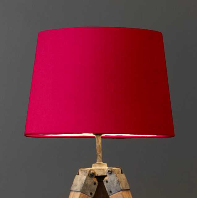 Cerise Pink Cotton Empire Lampshade, French Drum Shade - image 1