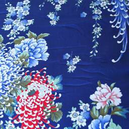 Covers Blue & White Bed Patchwork Style, Decorations Chrysanthemum Flowers, Quilted, For 160 By 200 - thumbnail 2
