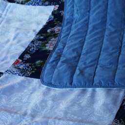 Covers Blue & White Bed Patchwork Style, Decorations Chrysanthemum Flowers, Quilted, For 160 By 200 - thumbnail 4