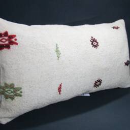 "Kilim Pillow, Wool Kilim Cousin From Anatolia , 12""x24" - thumbnail 2