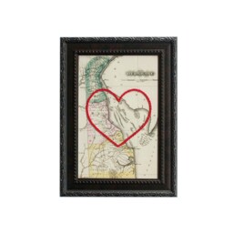 Delaware Heart Map - Custom Gift Anniversary For Him Framed Wedding Vintage Print Of Hand-Embroidered - thumbnail 1