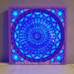 Rose Window Cathedral Stained Glass Led Light Box Frame, Ambient Lighting Bedroom Decor, Francophile Gift, 5Th Anniversary Gift For Wife - thumbnail 3