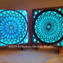 Rose Window Cathedral Stained Glass Led Light Box Frame, Ambient Lighting Bedroom Decor, Francophile Gift, 5Th Anniversary Gift For Wife - thumbnail 4