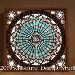 Rose Window Cathedral Stained Glass Led Light Box Frame, Ambient Lighting Bedroom Decor, Francophile Gift, 5Th Anniversary Gift For Wife - thumbnail 2