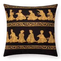 Black & Gold Asian Inspired Throw Pillow Cover - Luxury Oriental Accent Cushion Global Glam Living Room Decor Statement Sofa - thumbnail 1