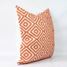 Orange Boho Throw Pillow Cover Decorative Cotton Cushion, Euro Sham 26x26 - thumbnail 2