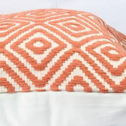 Orange Boho Throw Pillow Cover Decorative Cotton Cushion, Euro Sham 26x26 - thumbnail 3