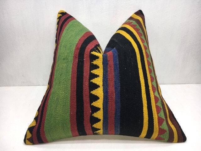 Vintage Kilim Pillow Cover, Handwoven Turkish Accent, 20x20 - image 1