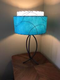 Mid Century Vintage Style 2 Tier Fiberglass Lamp Shade Modern Atomic Turquoise/ White