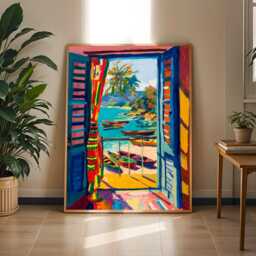 Henri Matisse Inspired Coastal Print Tropical Window Scene - Poster Only - thumbnail 2