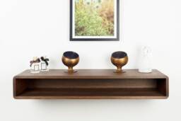 Solid Oak Floating Console Table Wall Mounted Entryway Hallway Table - thumbnail 1