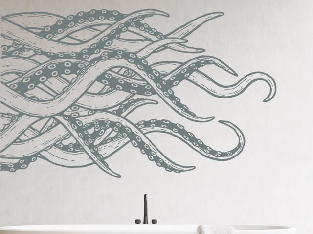 Octopus Wall Decals, Decal, Kraken Octopus, Tentacles Vinyl Sticker, Nautical Sea Animal, Bathroom Decor Ms909 - image 1