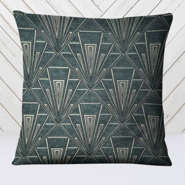 Extra Large Art Deco Cushion, Pillow Cover, Green Gatsby Velvet Single Or Double Sided 23 Inch Square - image 1