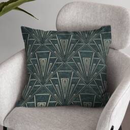 Extra Large Art Deco Cushion, Pillow Cover, Green Gatsby Velvet Single Or Double Sided 23 Inch Square - thumbnail 2
