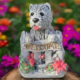 Large Westie Dog Statue Concrete Yorkie Sign Sculpture Stone Decoration Handmade Ornament Dog Lover Gift Garden & Home Art - thumbnail 4