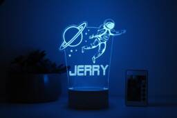 Personalized Space Night Light, Astronaut Kids Room Decor - thumbnail 1
