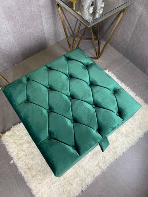 Handmade Chesterfield Green Velvet Ottoman Storage Table Pet Bed Option - image 1