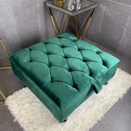 Handmade Chesterfield Green Velvet Ottoman Storage Table Pet Bed Option - thumbnail 3