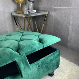 Handmade Chesterfield Green Velvet Ottoman Storage Table Pet Bed Option - thumbnail 2