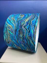 Turquoise & Gold Marble Effect Lampshade, Made With Marbled Teal Navy Fabric, To Order in Various Sizes & Linings
