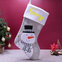 Embroidered Stocking - Christmas Grey Stockings Custom Name Xmas Decoration Matching Family - thumbnail 4