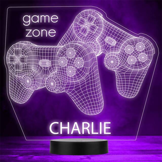 3D Gamer Game Console Controllers Zone Custom Gift Colour Night Light - image 1
