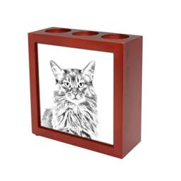 Somali Cat - Wooden Stand For Candles/Pens With The Image Of A New Collection - thumbnail 1
