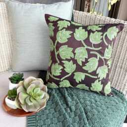 Dark Brown Art Silk Sequin Embellished Decorative Pillow Sham Cover, 24x24/26x26 Tropical Style Tulip Nature Or Floral Bed Euro - thumbnail 3