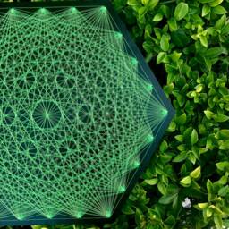 Uv Hexagon Mandala Psychedelic String Art, 60x52cm/23.6x20.4Inches, Handmade 3D Wall Art, Black Light, Home Decor, Wall Hanging, Yoga, Thread&nails - thumbnail 2