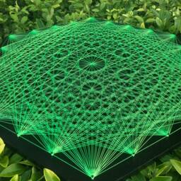 Uv Hexagon Mandala Psychedelic String Art, 60x52cm/23.6x20.4Inches, Handmade 3D Wall Art, Black Light, Home Decor, Wall Hanging, Yoga, Thread&nails - thumbnail 3