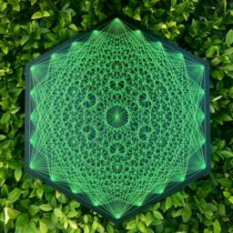Uv Hexagon Mandala Psychedelic String Art, 60x52cm/23.6x20.4Inches, Handmade 3D Wall Art, Black Light, Home Decor, Wall Hanging, Yoga, Thread&nails - thumbnail 1