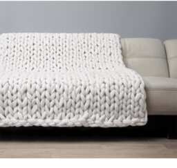 Super Chunky Blanket. Giant Knitted Merino Wool Throw. Big Yarn. Grande Punto. Stitch Blanket By Woolwow Milk Color - thumbnail 1