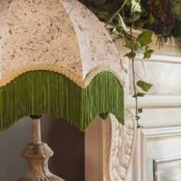 The Lucile - Pale Pink Marble Velvet Fringed Lampshade Unique Lighting, Handmade in England - thumbnail 3