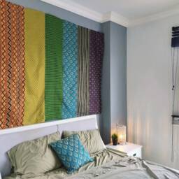 Rainbow Patchwork Tapestry, Handmade Sofa/Bed Cover Inspired By Chakras, Chakra Wall Hanging, Gay Pride Blanket, Kids Bedroom Decor - thumbnail 3