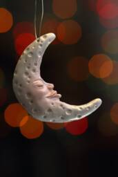Quarter Moon Face Pearl To Hang, Christmas Tree Decoration Object, Quarter Ornaments