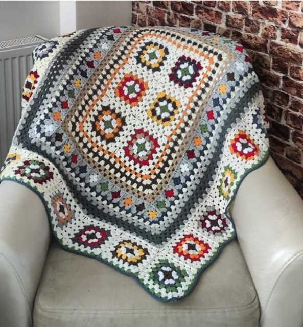 Handmade Crochet Granny Square Blanket Boho Bedspread Throw - image 1