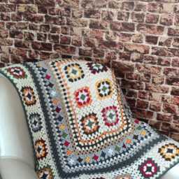 Handmade Crochet Granny Square Blanket Boho Bedspread Throw - thumbnail 3