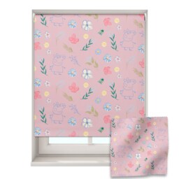 Pink Floral Peppa Roller Blind, Pig Children's Made To Measure, Blackout Blind