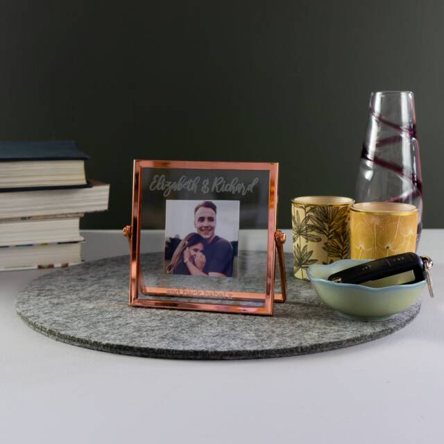 Custom Floating Photo Frame. Personalised Small Square Glass & Metal Picture Upload Your Own To Be Printed L111 - image 1