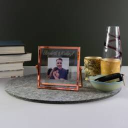 Custom Floating Photo Frame. Personalised Small Square Glass & Metal Picture Upload Your Own To Be Printed L111