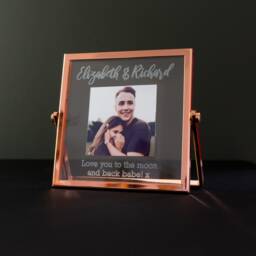Custom Floating Photo Frame. Personalised Small Square Glass & Metal Picture Upload Your Own To Be Printed L111 - thumbnail 2