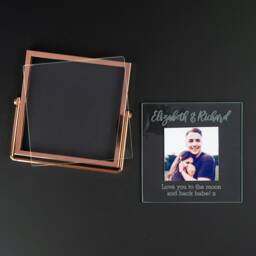 Custom Floating Photo Frame. Personalised Small Square Glass & Metal Picture Upload Your Own To Be Printed L111 - thumbnail 3
